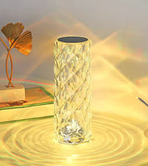 Crystal lamp with warm yellow light glow