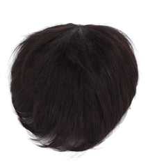 Men’s dark brown hair wig top view with natural texture