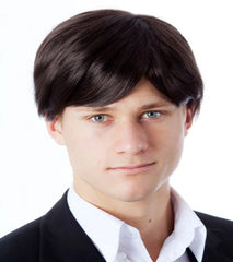 Men’s natural black wig with side part for business and formal style