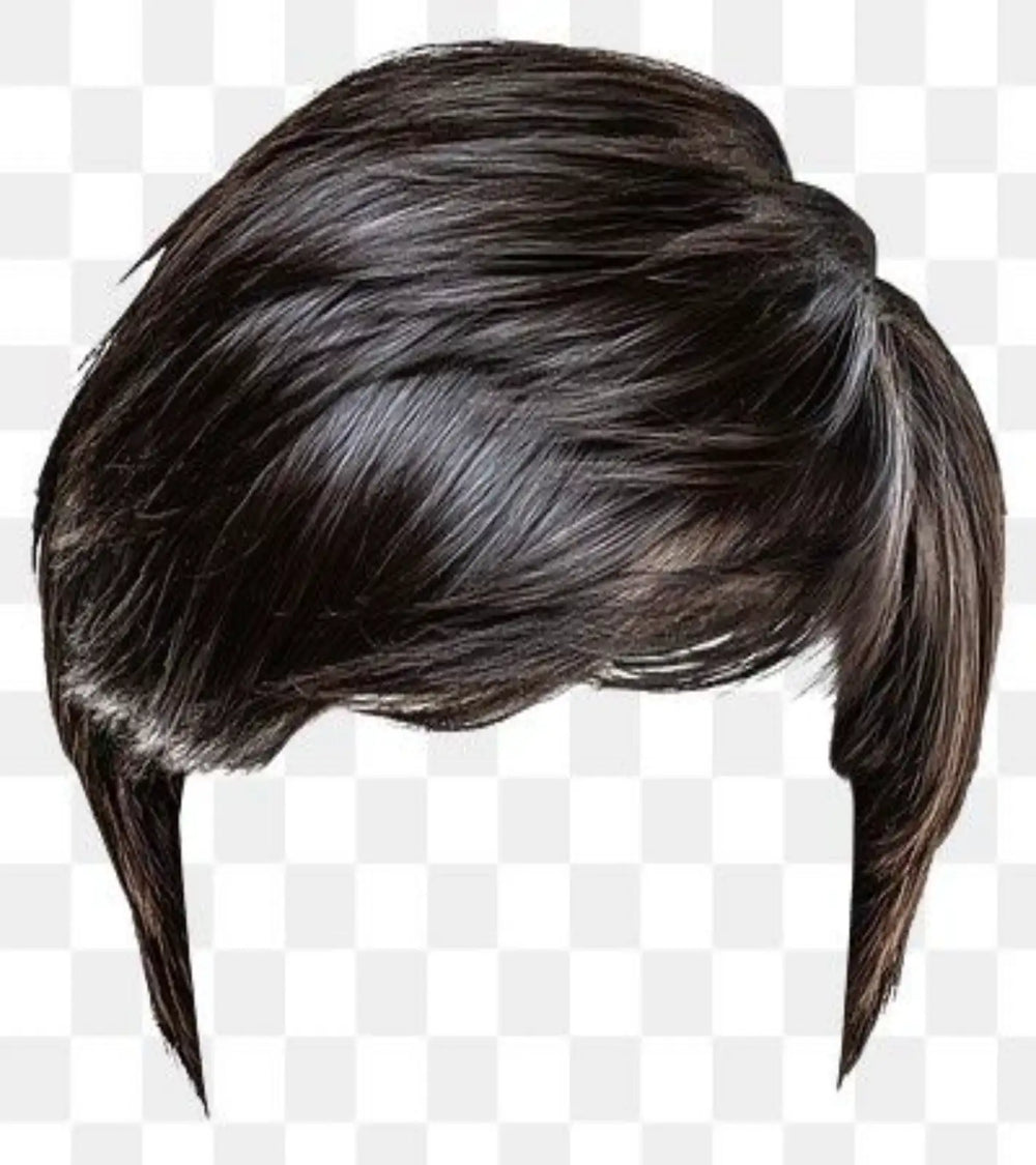 Side swept black men’s wig hairstyle with natural shine