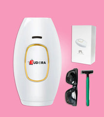 Eudora IPL hair removal device kit with safety glasses and razor