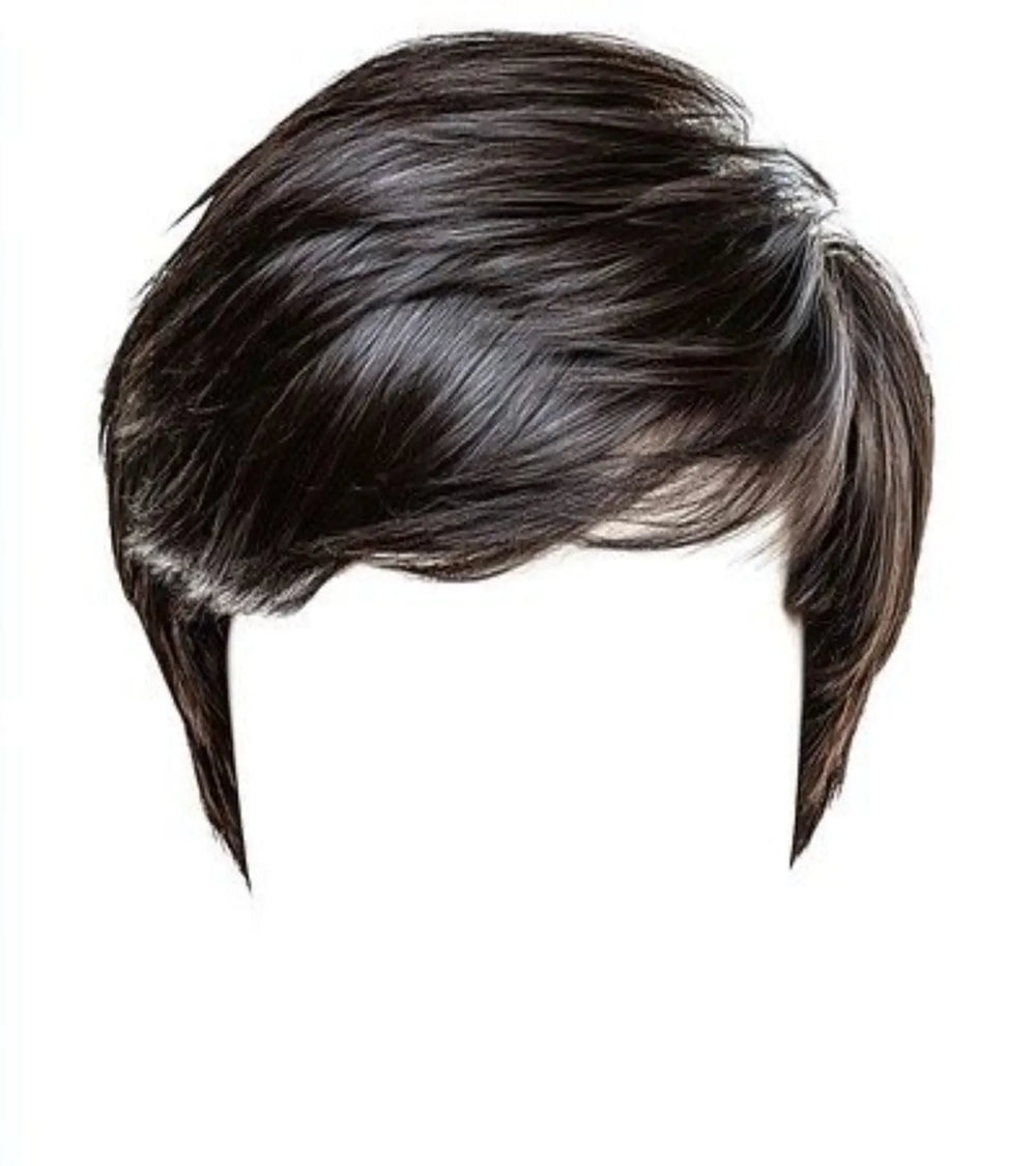 Realistic black men’s wig with side swept hairstyle for natural look