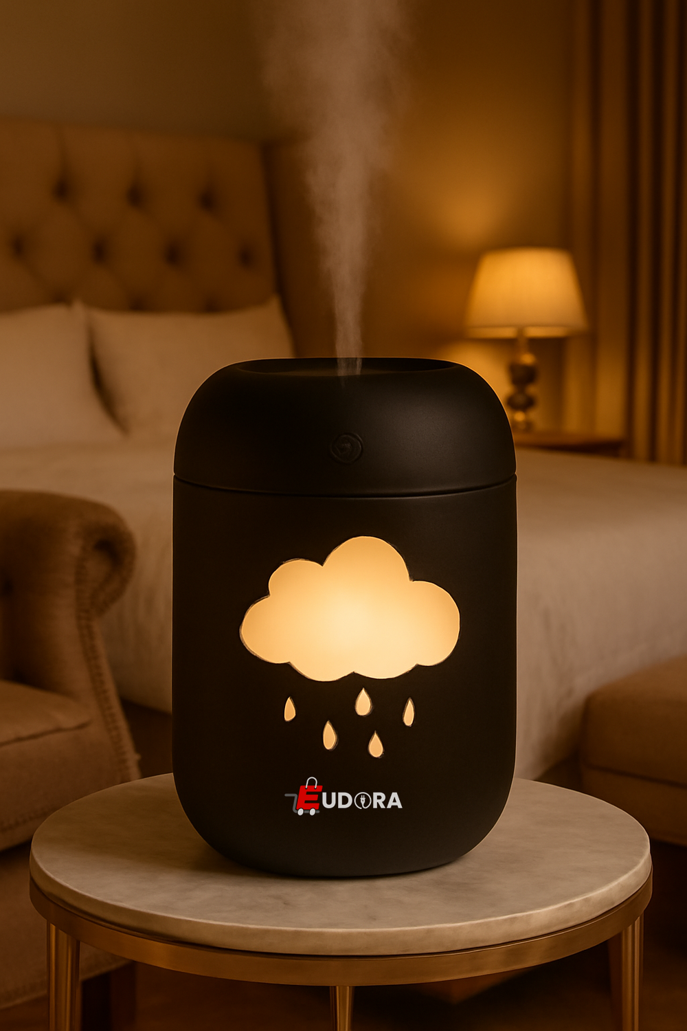 Black cloud design humidifier and aroma diffuser with soft night light for bedroom
