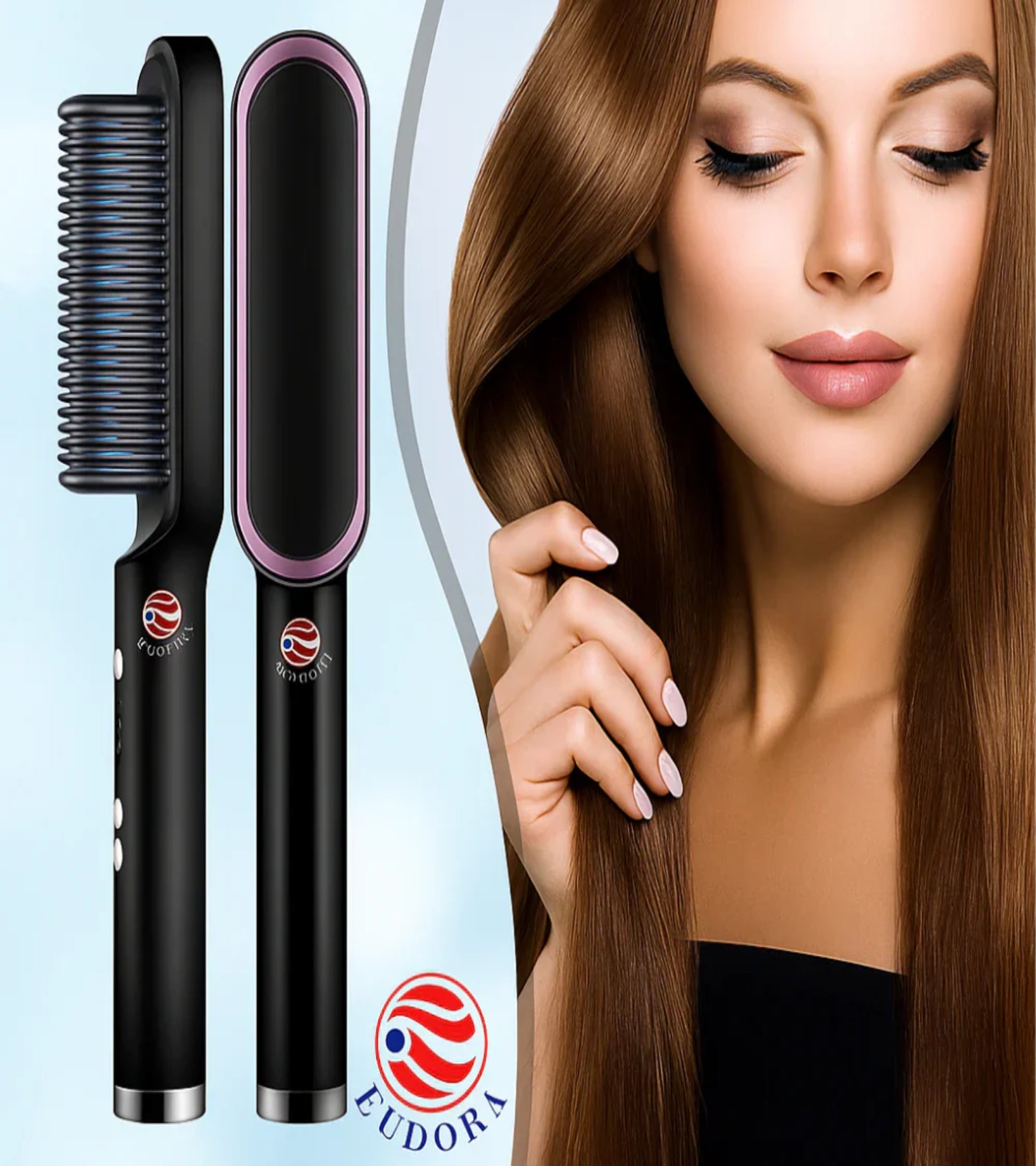 Hair Straightener Brush for Smooth and Shiny Hair Styling