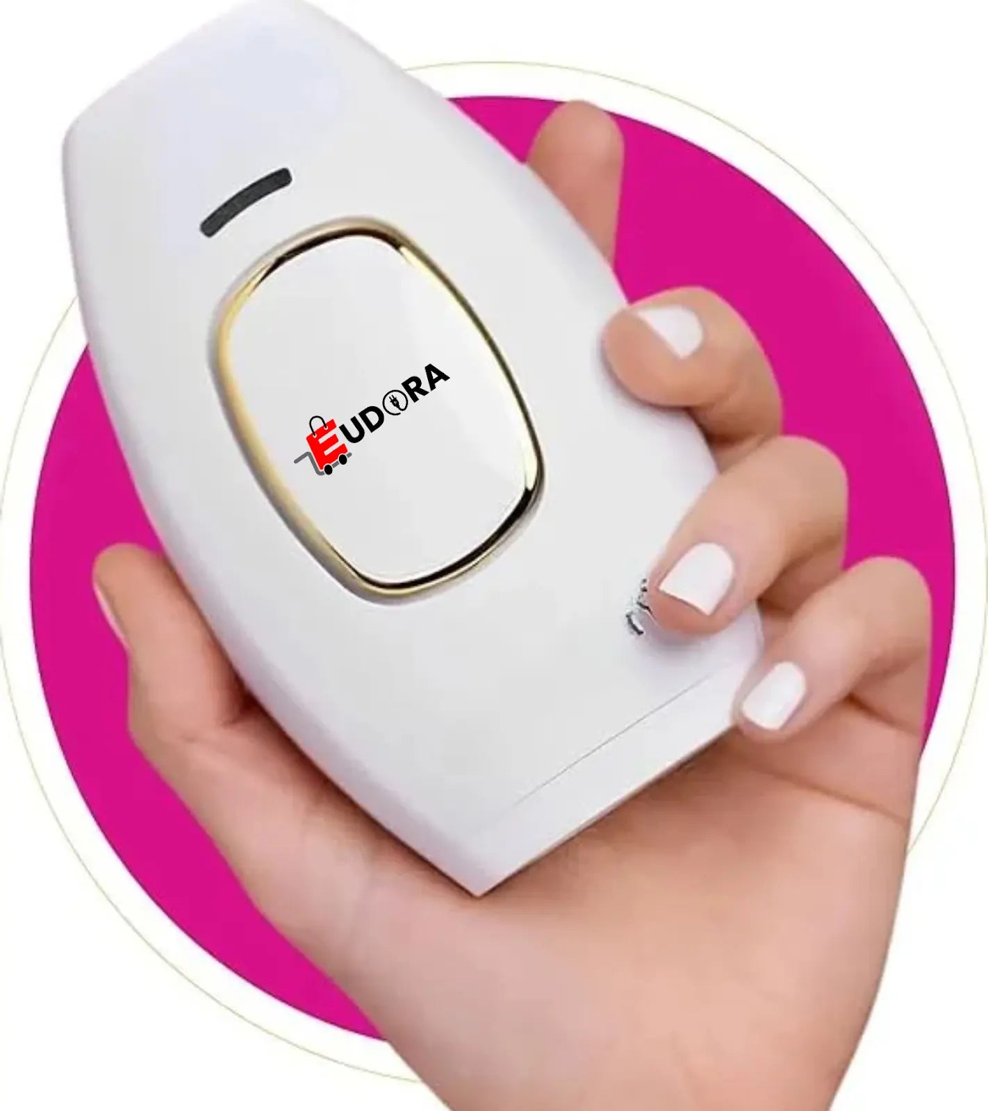 Hand holding Eudora IPL hair removal handset