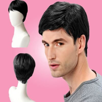 Premium Men Shiny Black Hair Wig