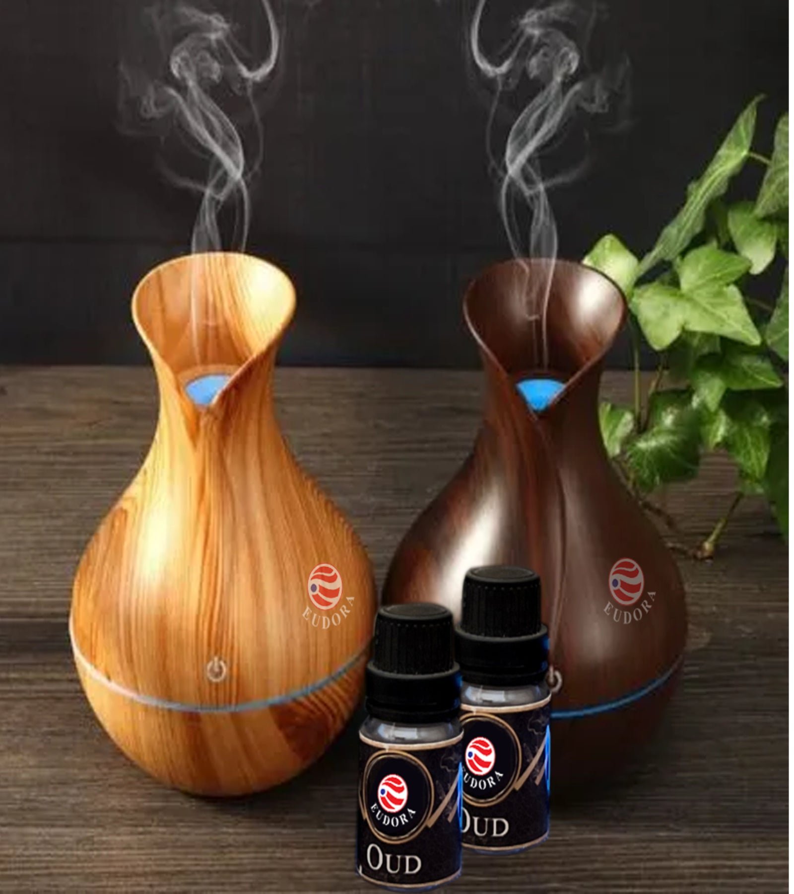 Wooden Vase Humidifier Light & Dark Wood Grain - Image 2